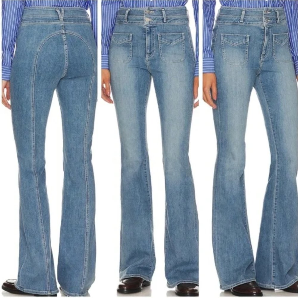 Veronica Beard Light Blue Flared Jeans